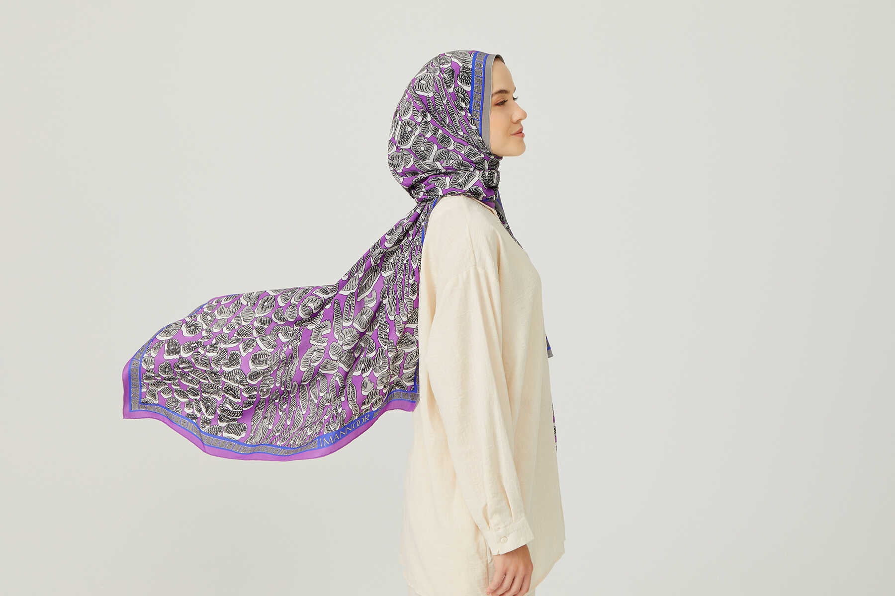 Doğunun Leoparı Fuşya İpek Şal 80x200