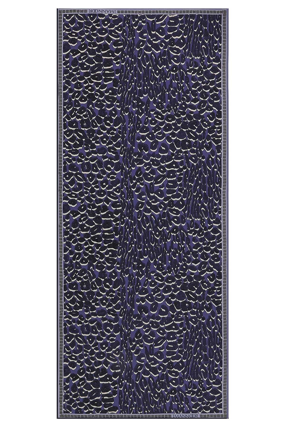 Doğunun Leoparı Mavi İpek Şal 80x200