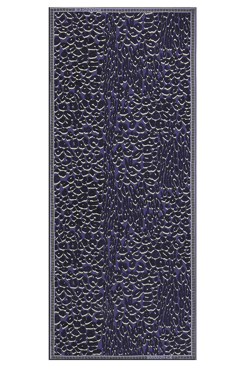Doğunun Leoparı Mavi İpek Şal 80x200