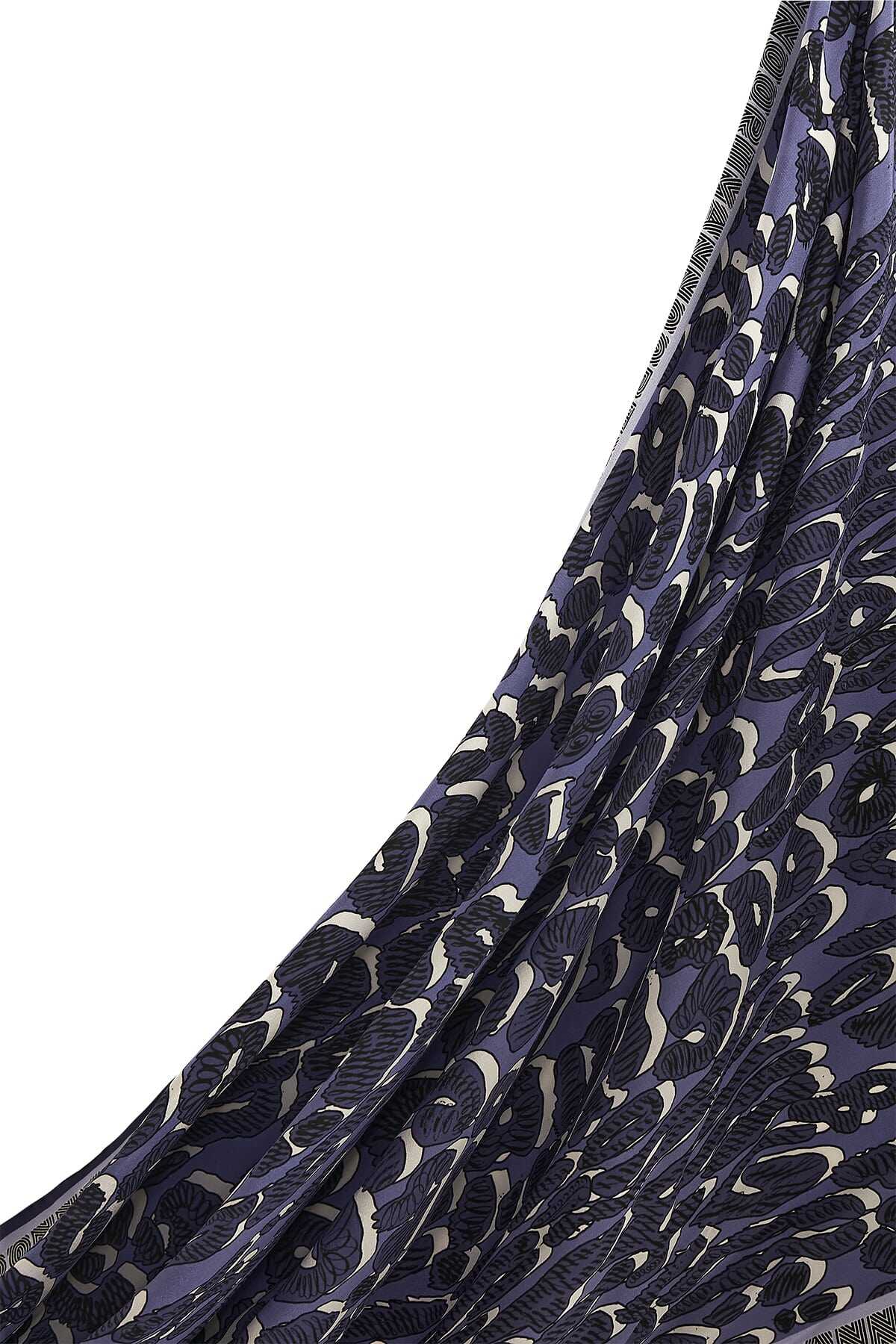Doğunun Leoparı Mavi İpek Şal 80x200