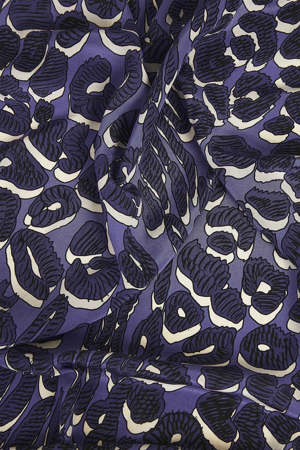 Doğunun Leoparı Mavi İpek Şal 80x200