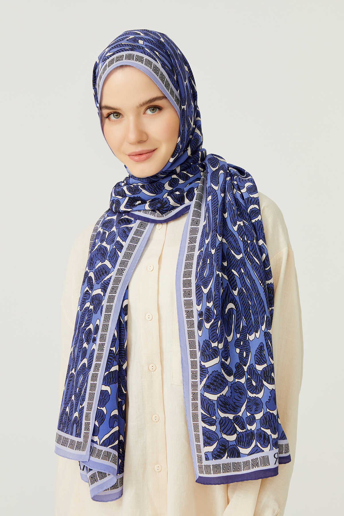 Doğunun Leoparı Mavi İpek Şal 80x200