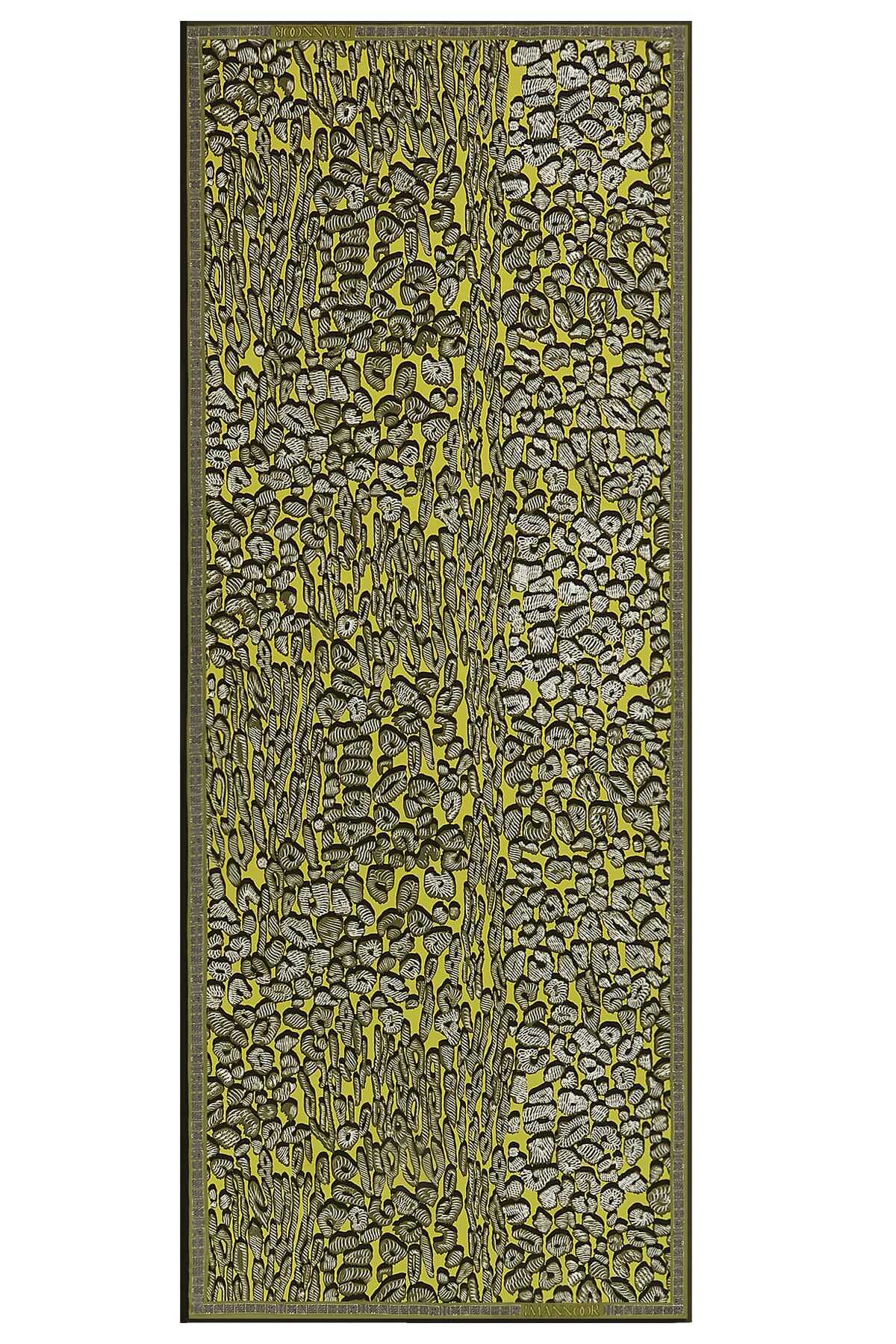 Doğunun Leoparı Sarı İpek Şal 80x200
