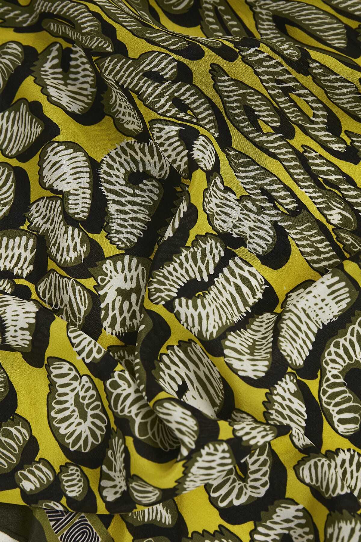 Doğunun Leoparı Sarı İpek Şal 80x200
