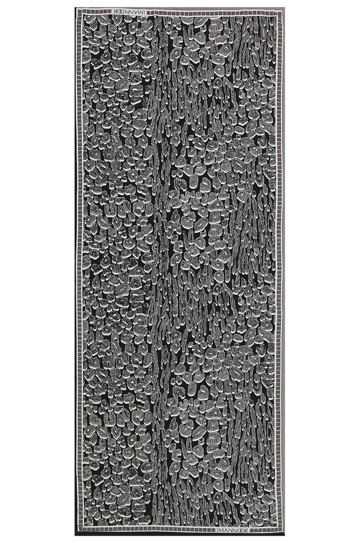 Doğunun Leoparı Siyah İpek Şal 80x200