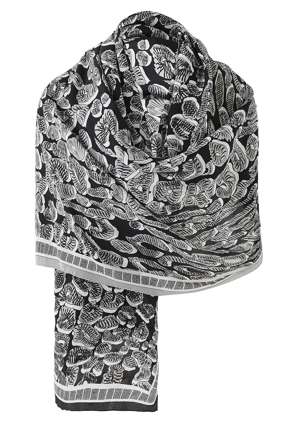 Doğunun Leoparı Siyah İpek Şal 80x200