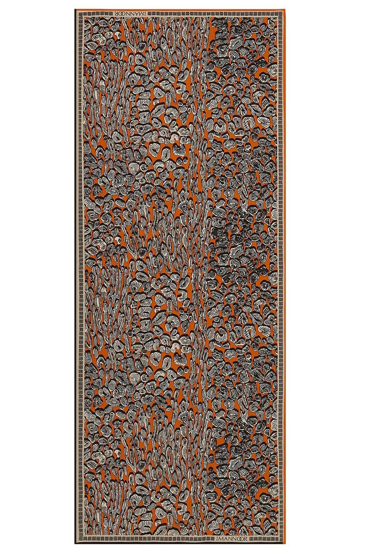 Doğunun Leoparı Turuncu İpek Şal 80x200