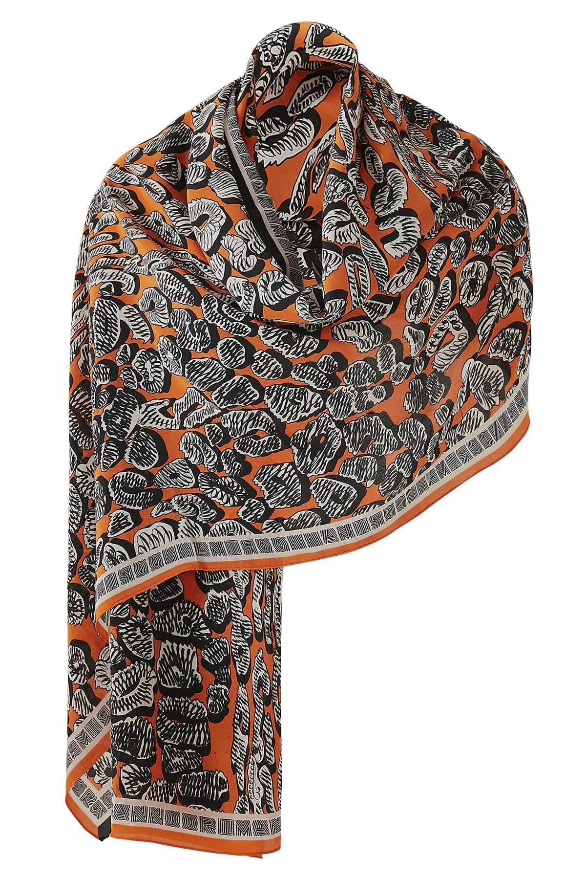 Doğunun Leoparı Turuncu İpek Şal 80x200