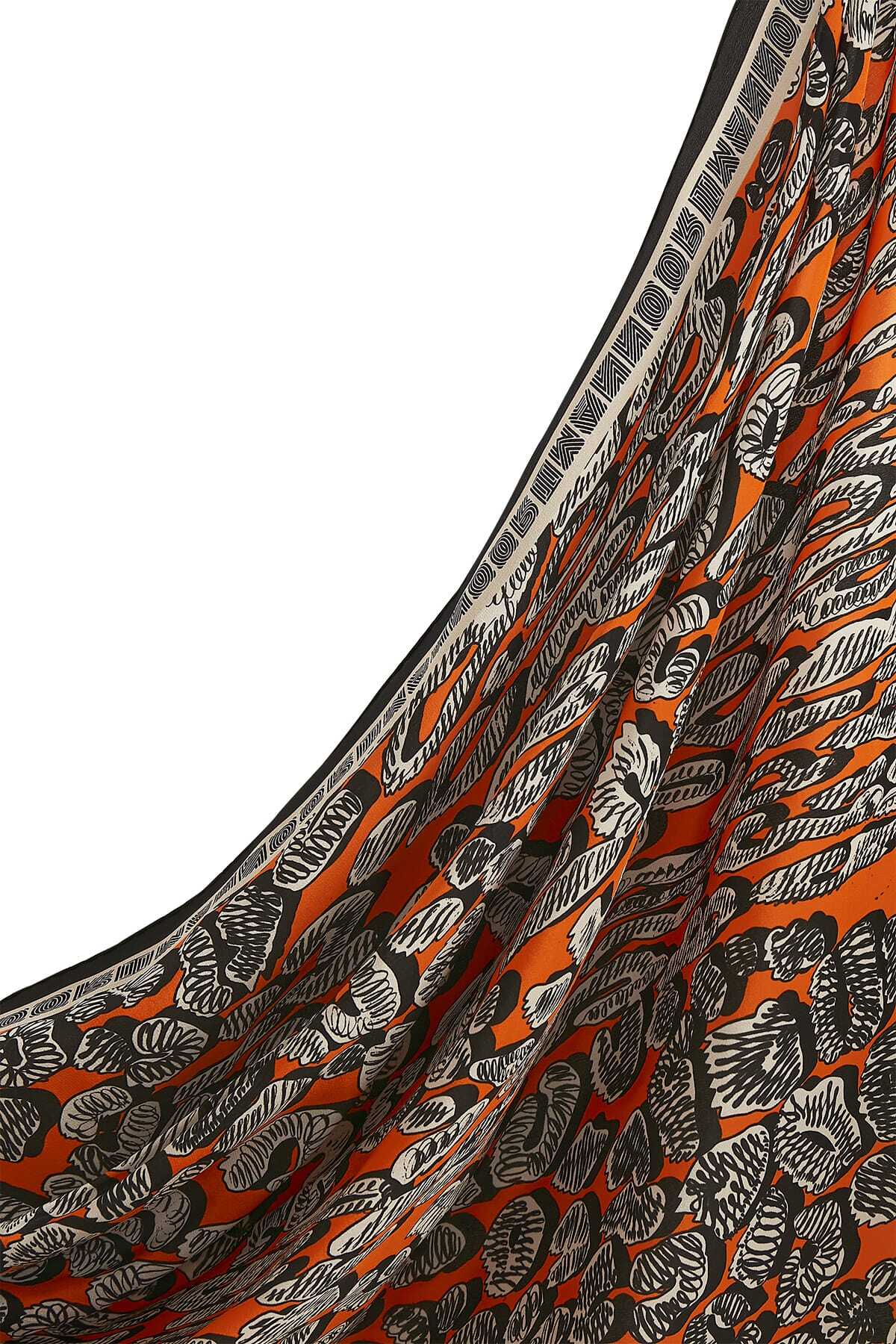 Doğunun Leoparı Turuncu İpek Şal 80x200