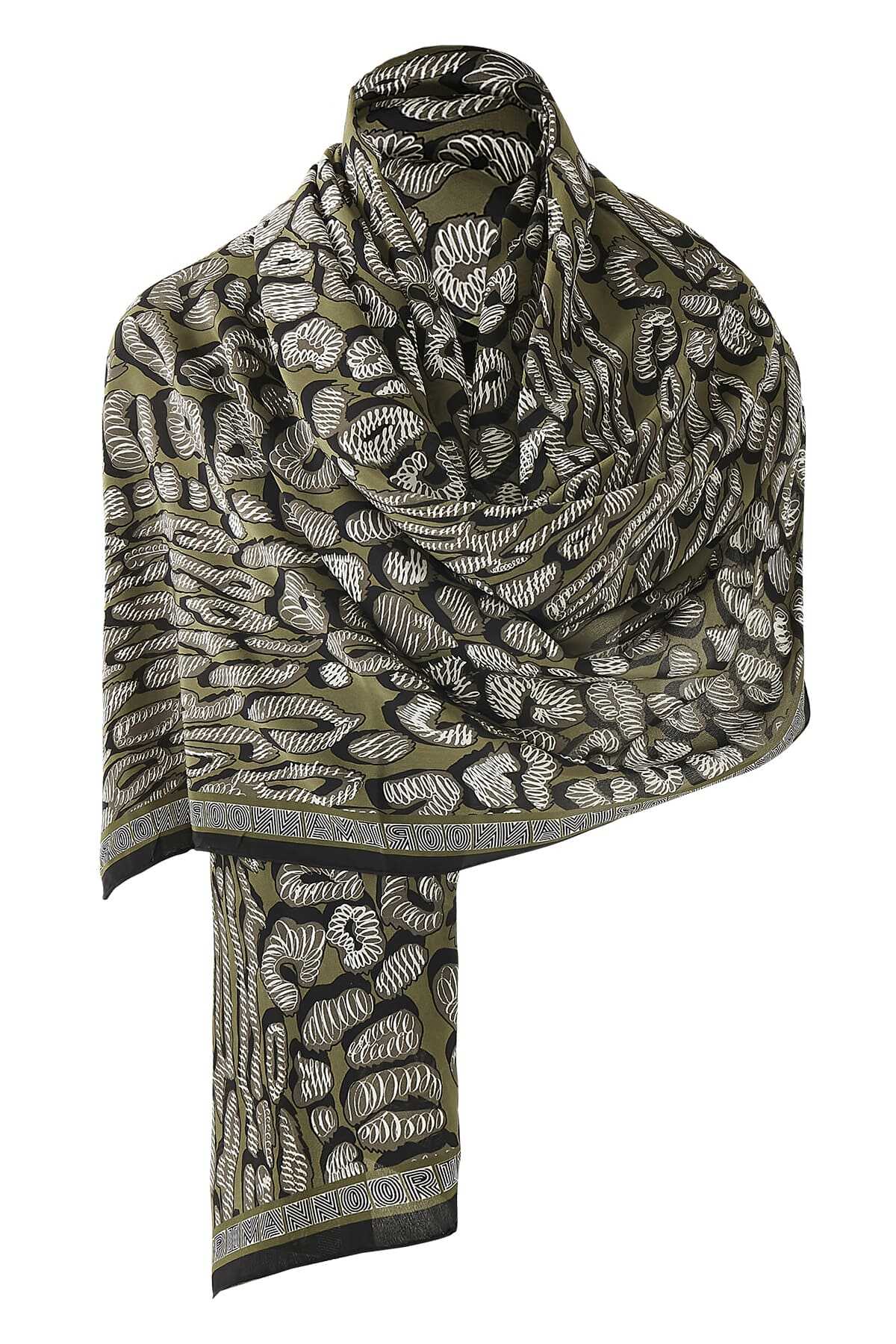 Doğunun Leoparı Yeşil İpek Şal 80x200