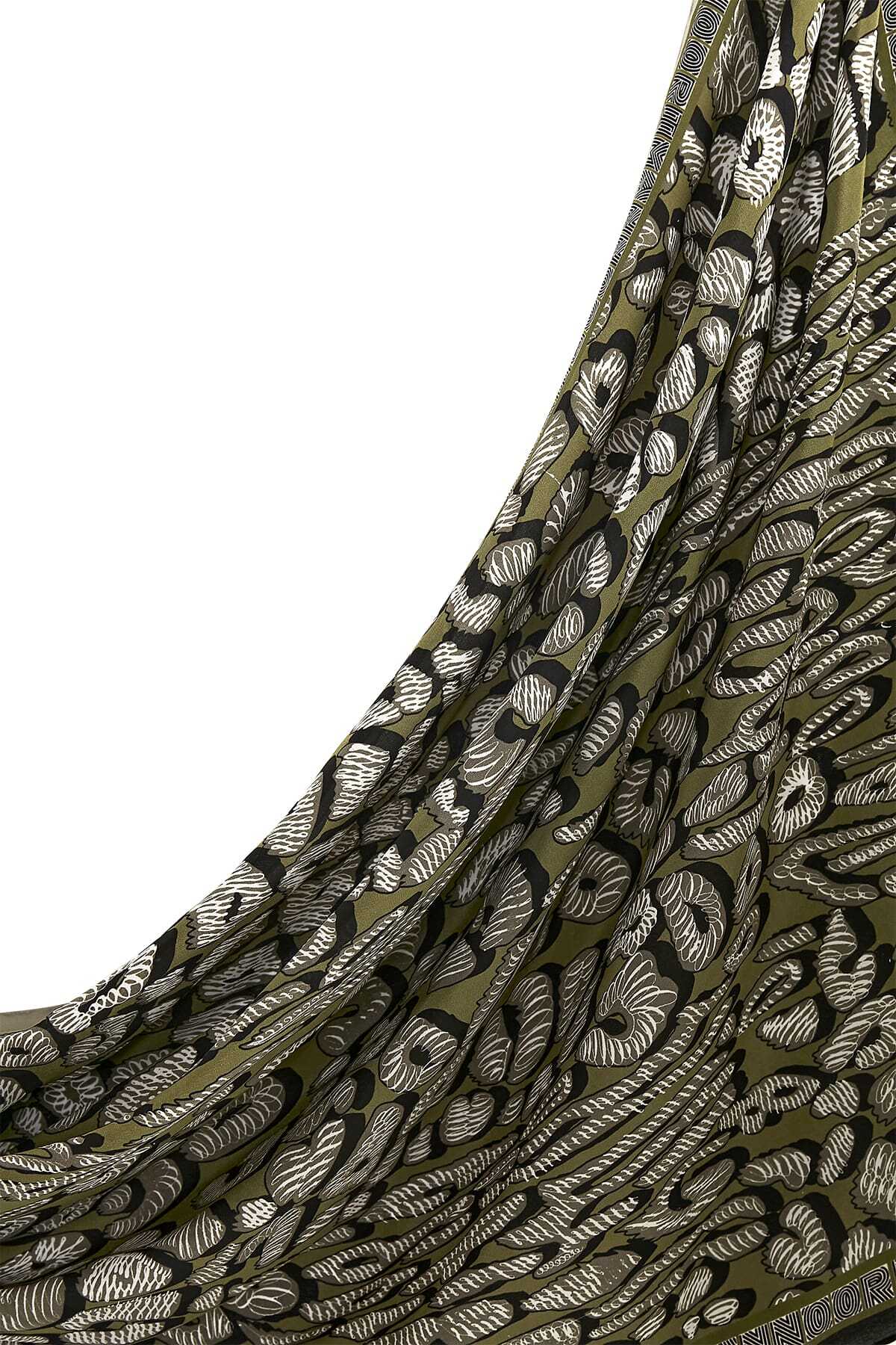 Doğunun Leoparı Yeşil İpek Şal 80x200