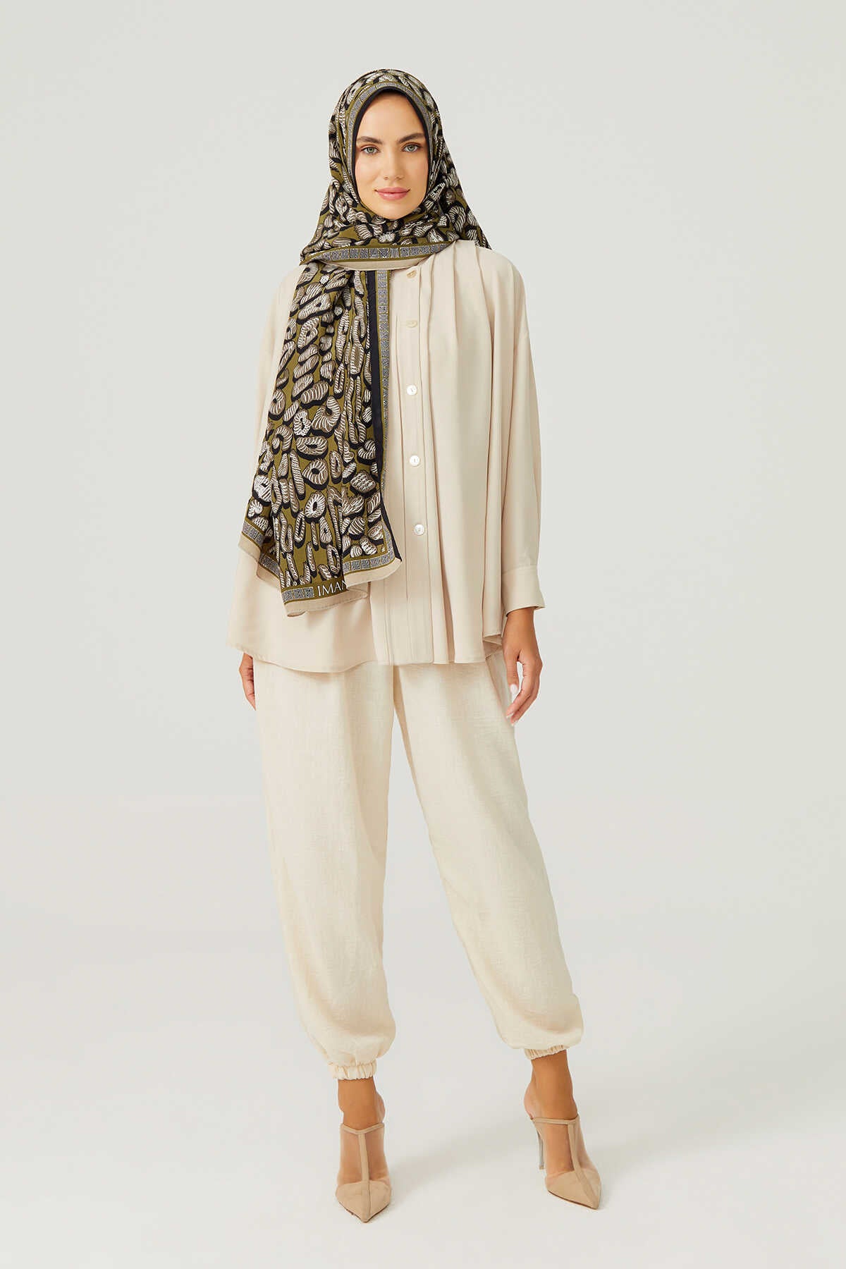 Doğunun Leoparı Yeşil İpek Şal 80x200