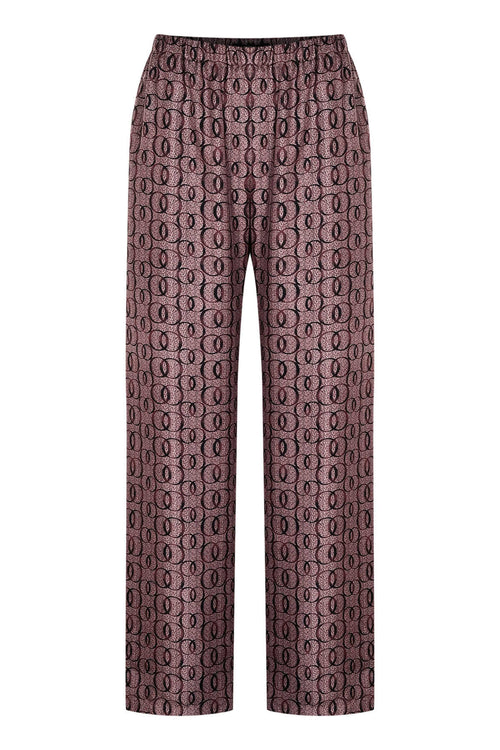 Dokuma Noor Bordo İpek Pantolon