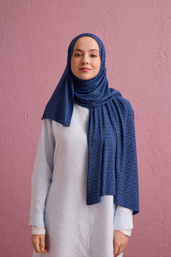 Dokuma Noor İndigo Supreme Şal 70x175-87