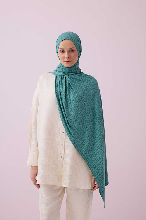 Dokuma Noor Mint Supreme Şal 70x175
