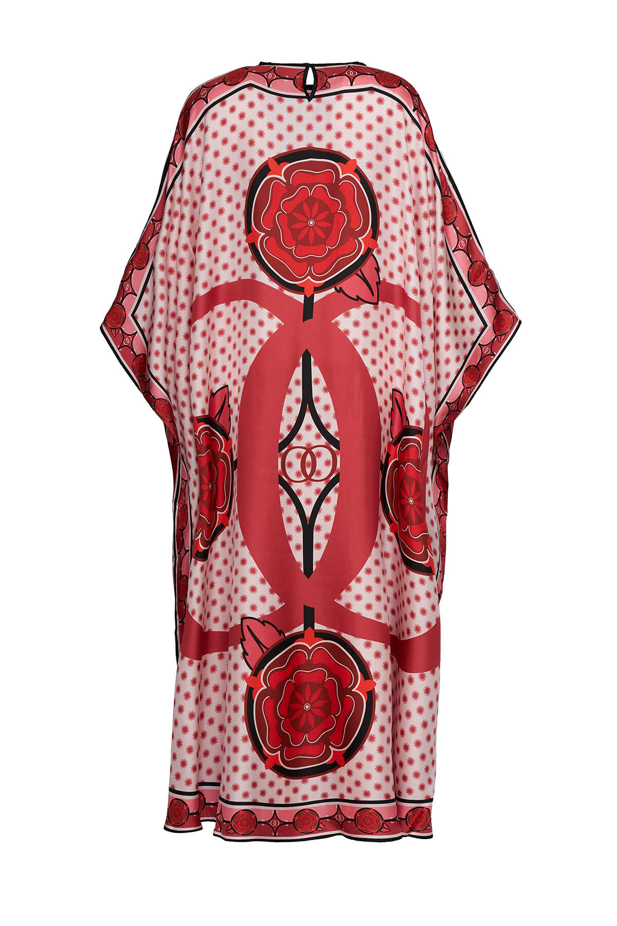 Dörtlü Gonca Kırmızı İpek Kaftan