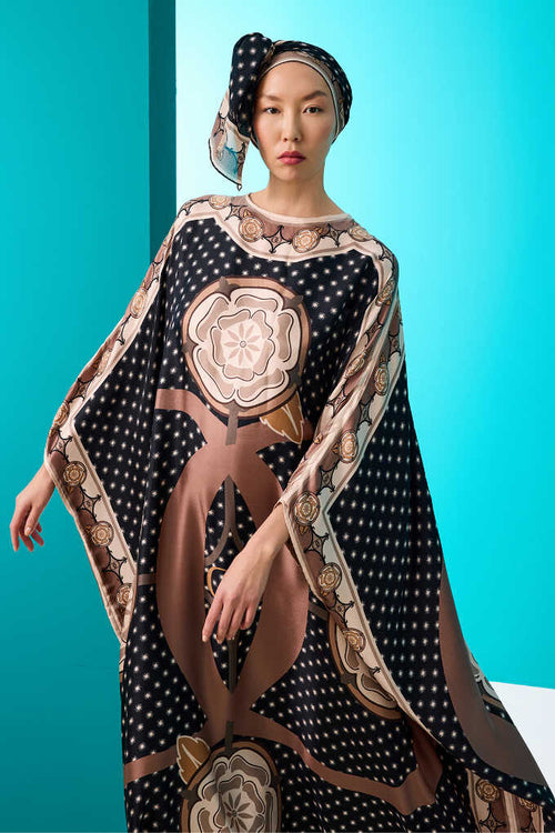 Dörtlü Gonca Vizon İpek Kaftan