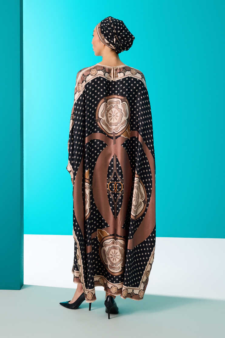 Dörtlü Gonca Vizon İpek Kaftan