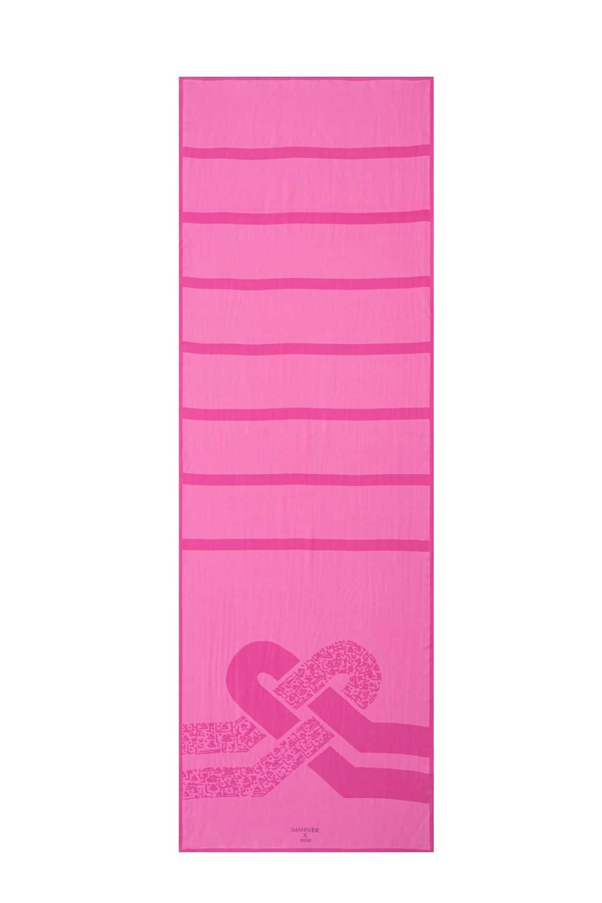 Düğüm Pembe Floş Viskon Şal 70x210