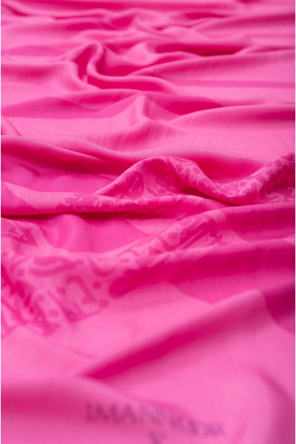 Düğüm Pembe Floş Viskon Şal 70x210