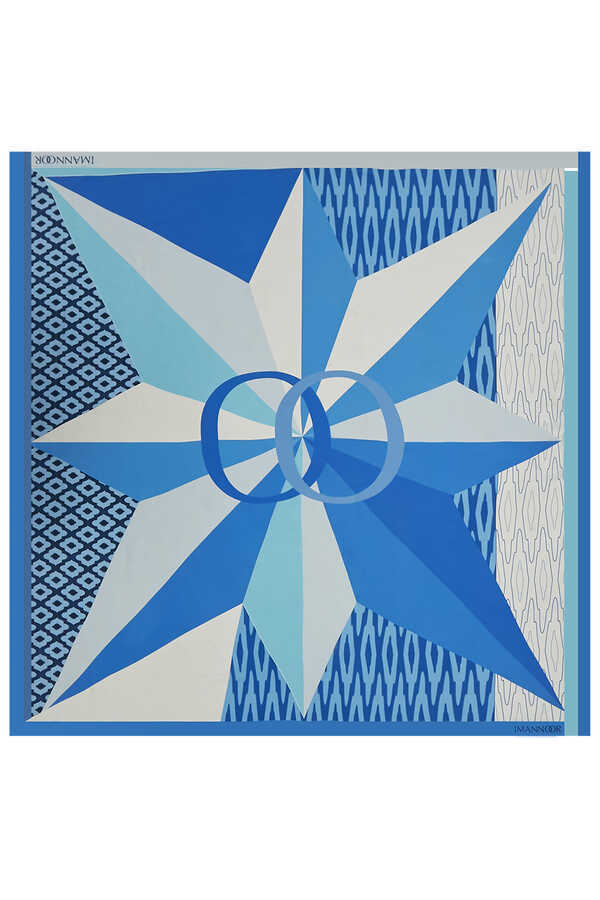 Esen Mavi İpek Eşarp 140x140
