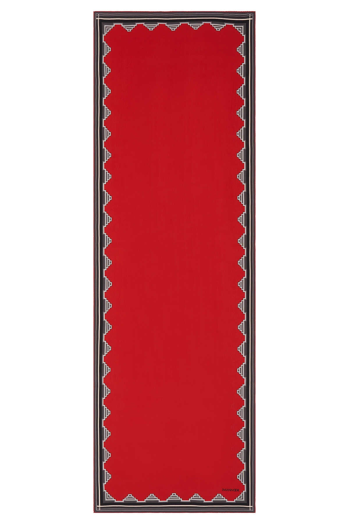 Esen Yolu Kırmızı Krep İpek Kaftan Şalı 70x210