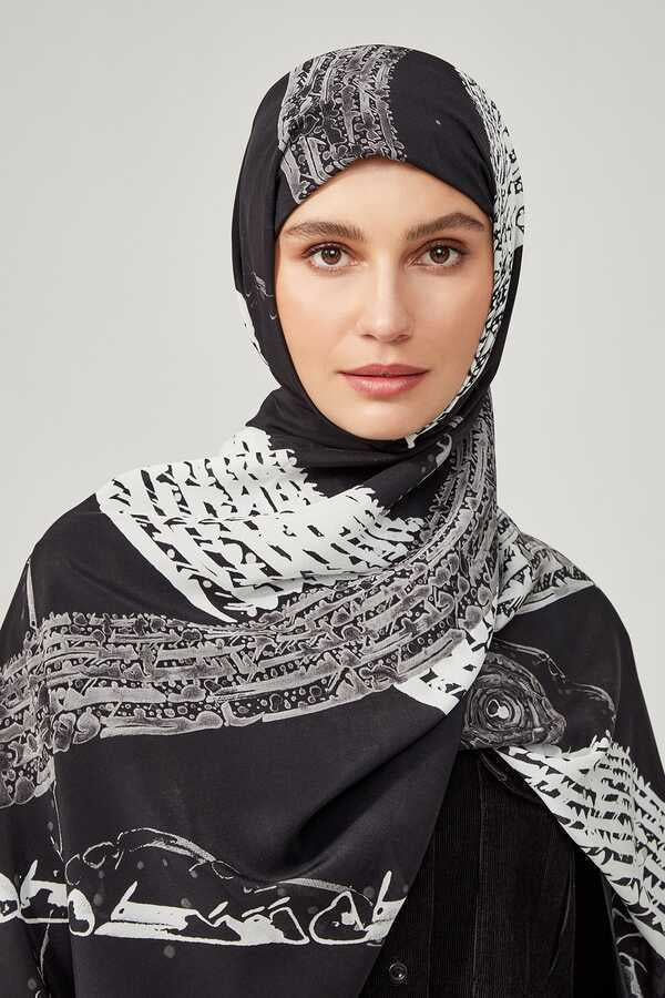 Galaksi Siyah İpek Şal 90x200