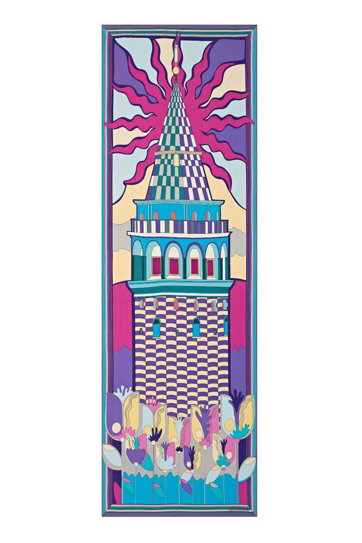 Galata Pembe Krep İpek Şal 70x210
