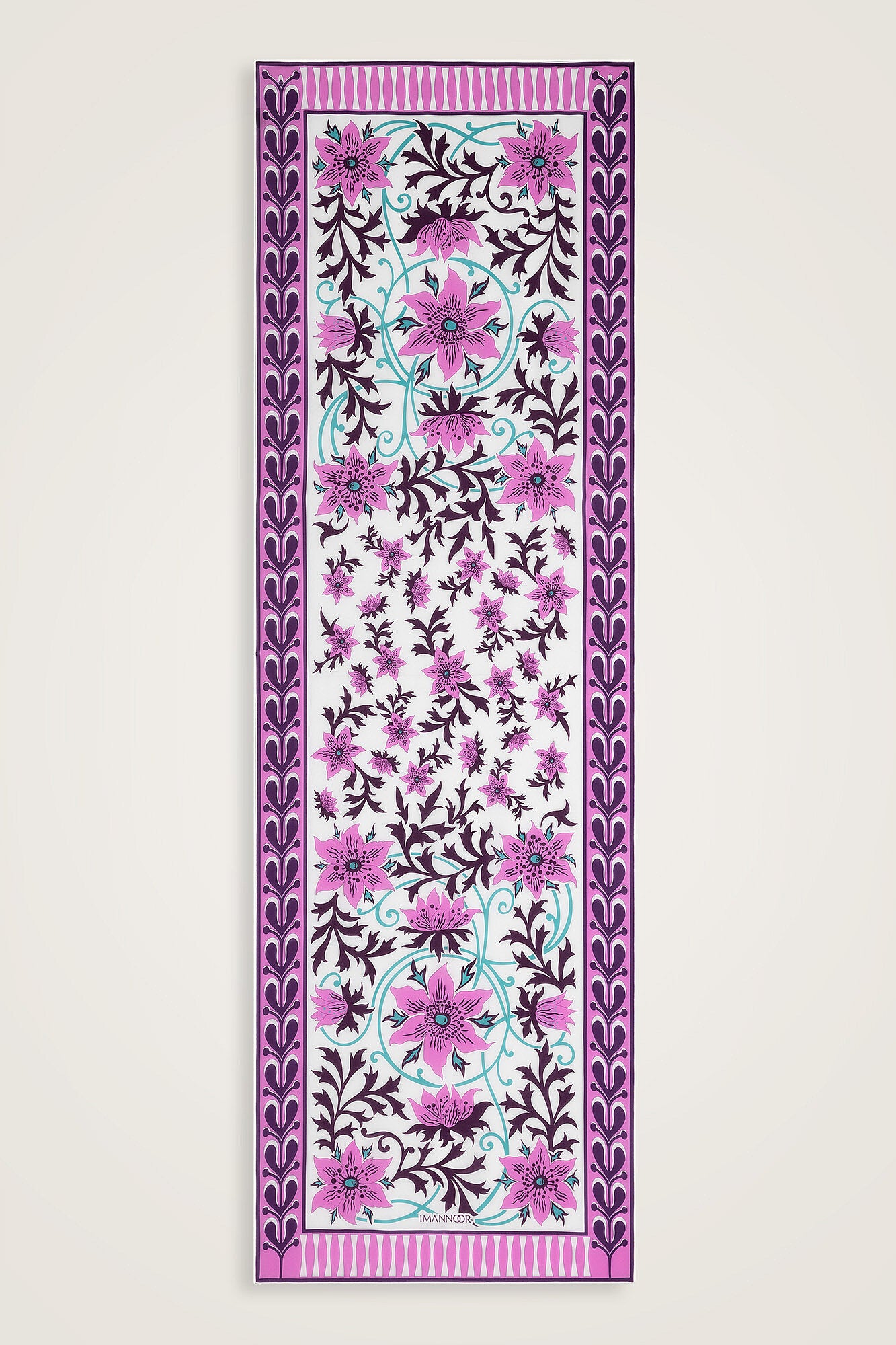 Garp Çiçeği Pembe Krep İpek Kaftan Şalı 70x210