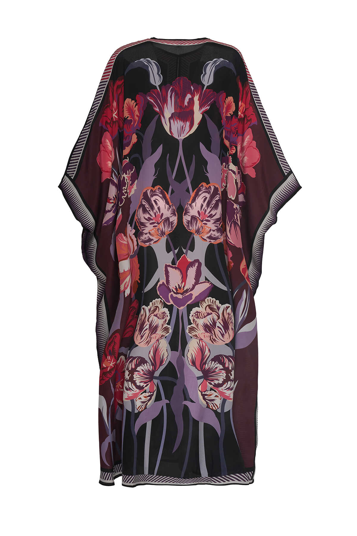 Gece Bahçesi Bordo İpek Abaya