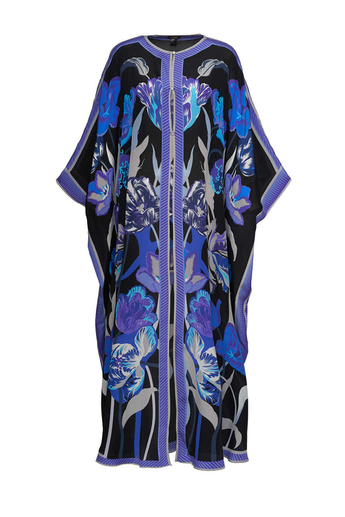Gece Bahçesi Saks İpek Abaya