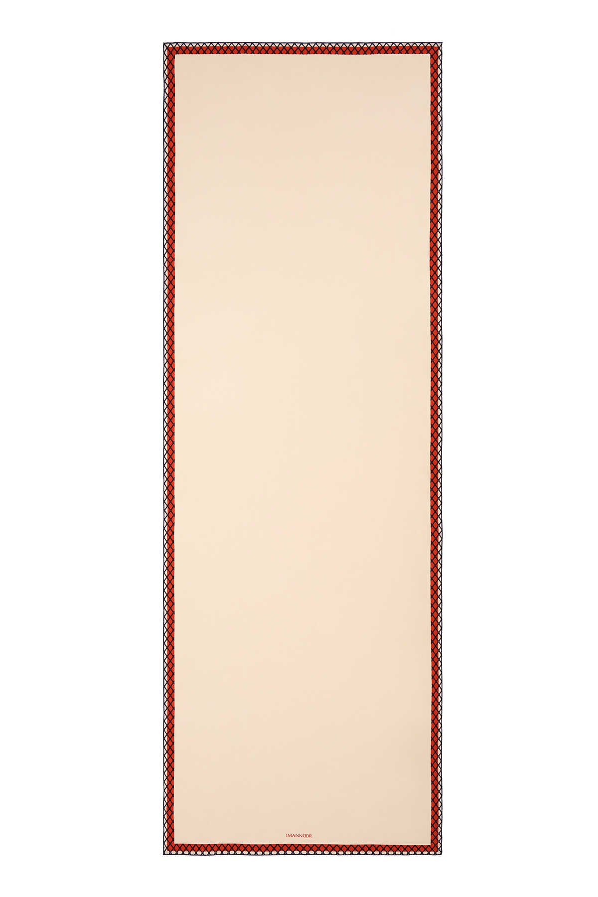 Gece Çiçeği Krem Krep İpek Elbise Şal 70x200