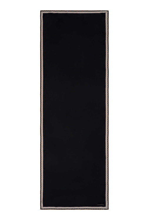 Gece Çiçeği Siyah/Altın Krep İpek Şal 70x200
