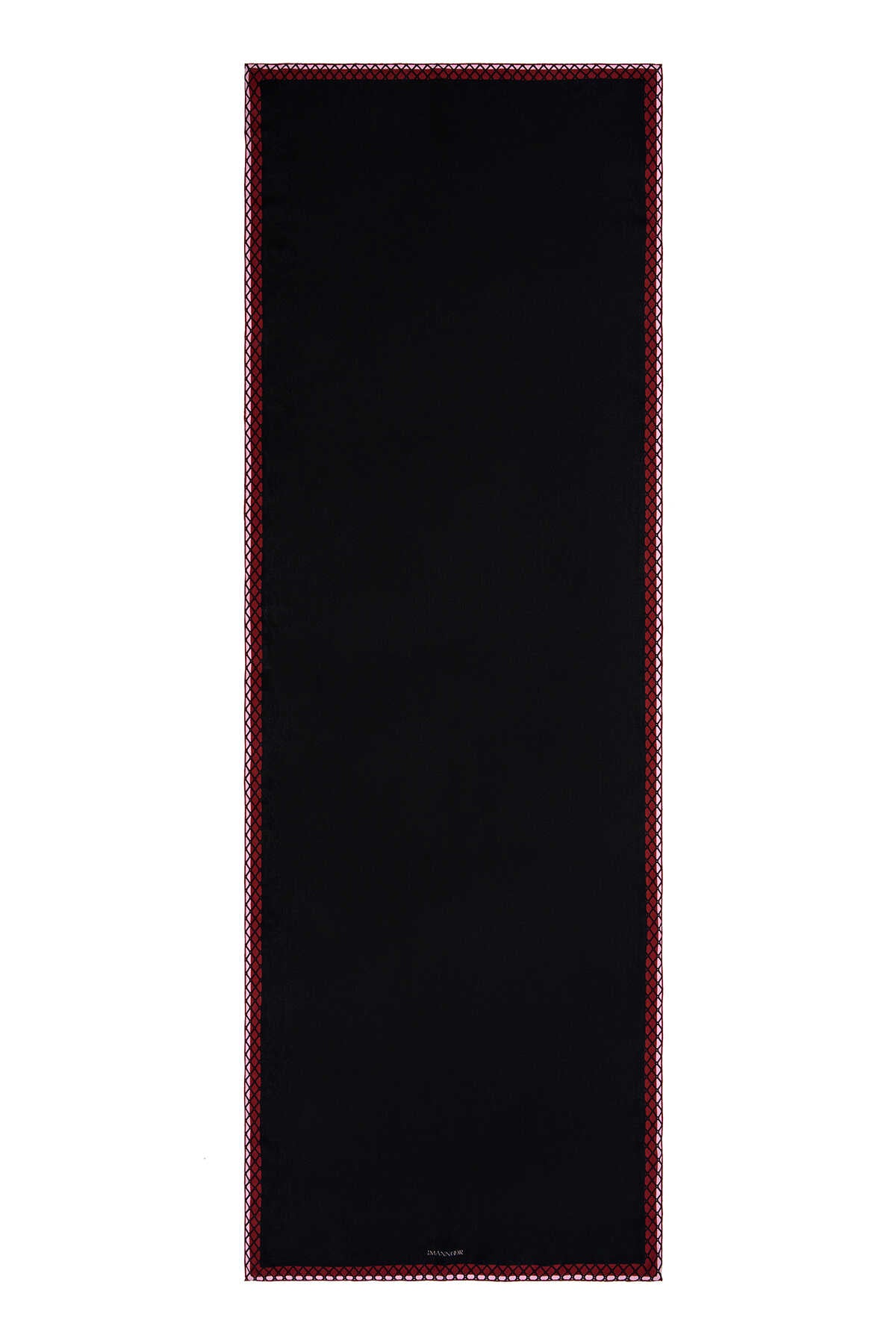 Gece Çiçeği Siyah/Fuşya Krep İpek Şal 70x200
