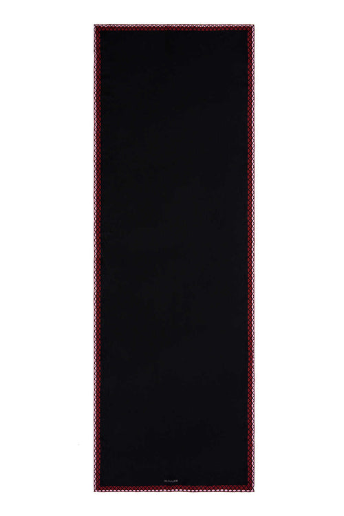 Gece Çiçeği Siyah/Fuşya Krep İpek Şal 70x200