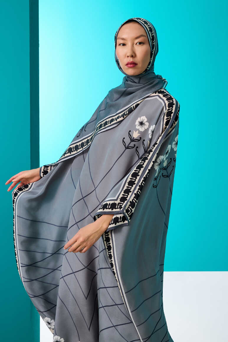 Geçit Gri İpek Kaftan