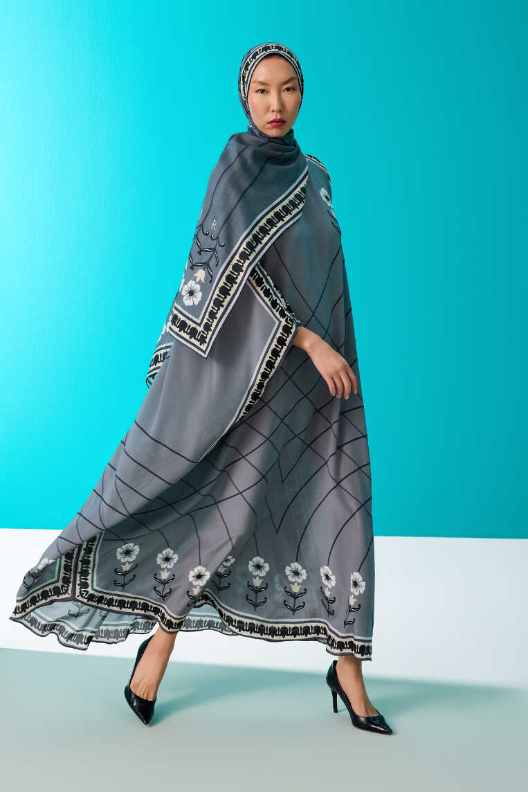 Geçit Gri İpek Kaftan