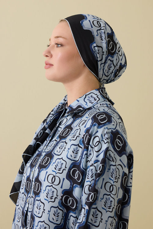 Girdap İpek Mavi Pijama Şalı 70x210
