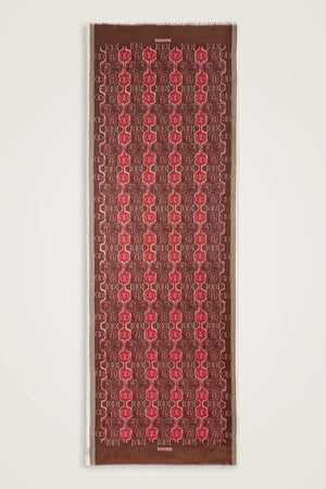 Girdap Kahve-Bordo Yün Şal 70x200