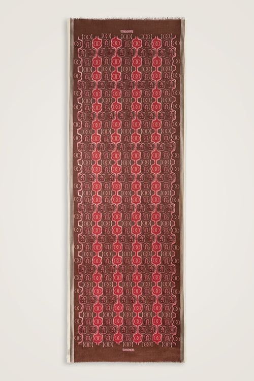 Girdap Kahve-Bordo Yün Şal 70x200