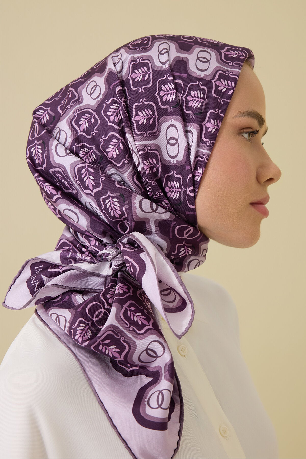 Girdap Mürdüm Tivil İpek Eşarp 95x95