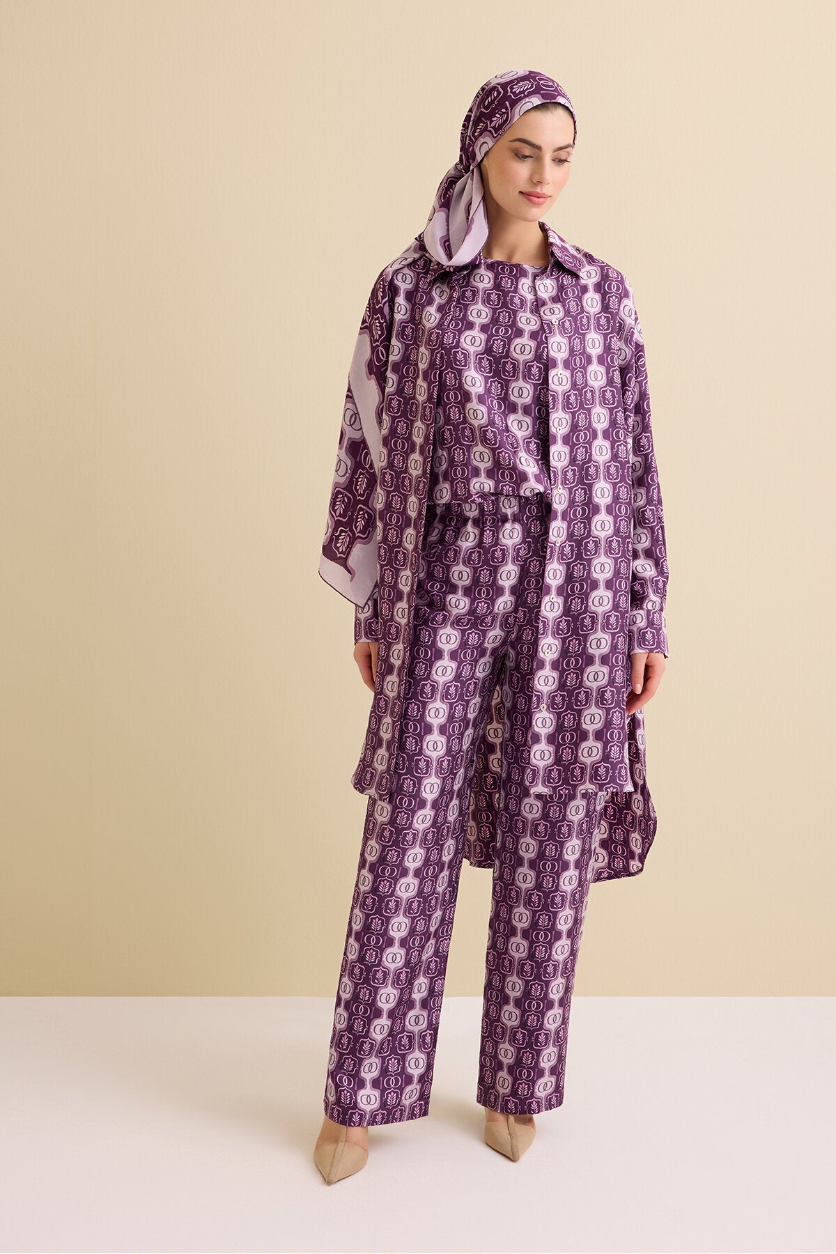 Girdap Mürdüm Tivil İpek Pantolon Pijama