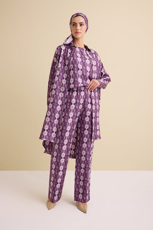 Girdap Mürdüm Tivil İpek Pantolon Pijama
