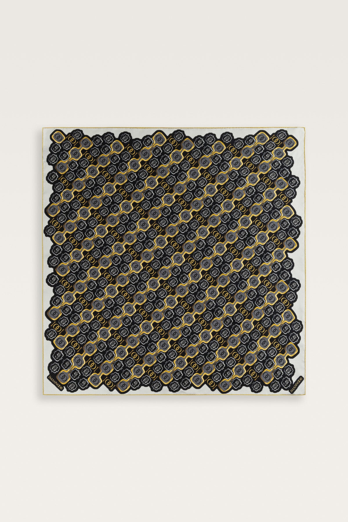 Girdap Siyah-Altın Tivil İpek Eşarp 95x95