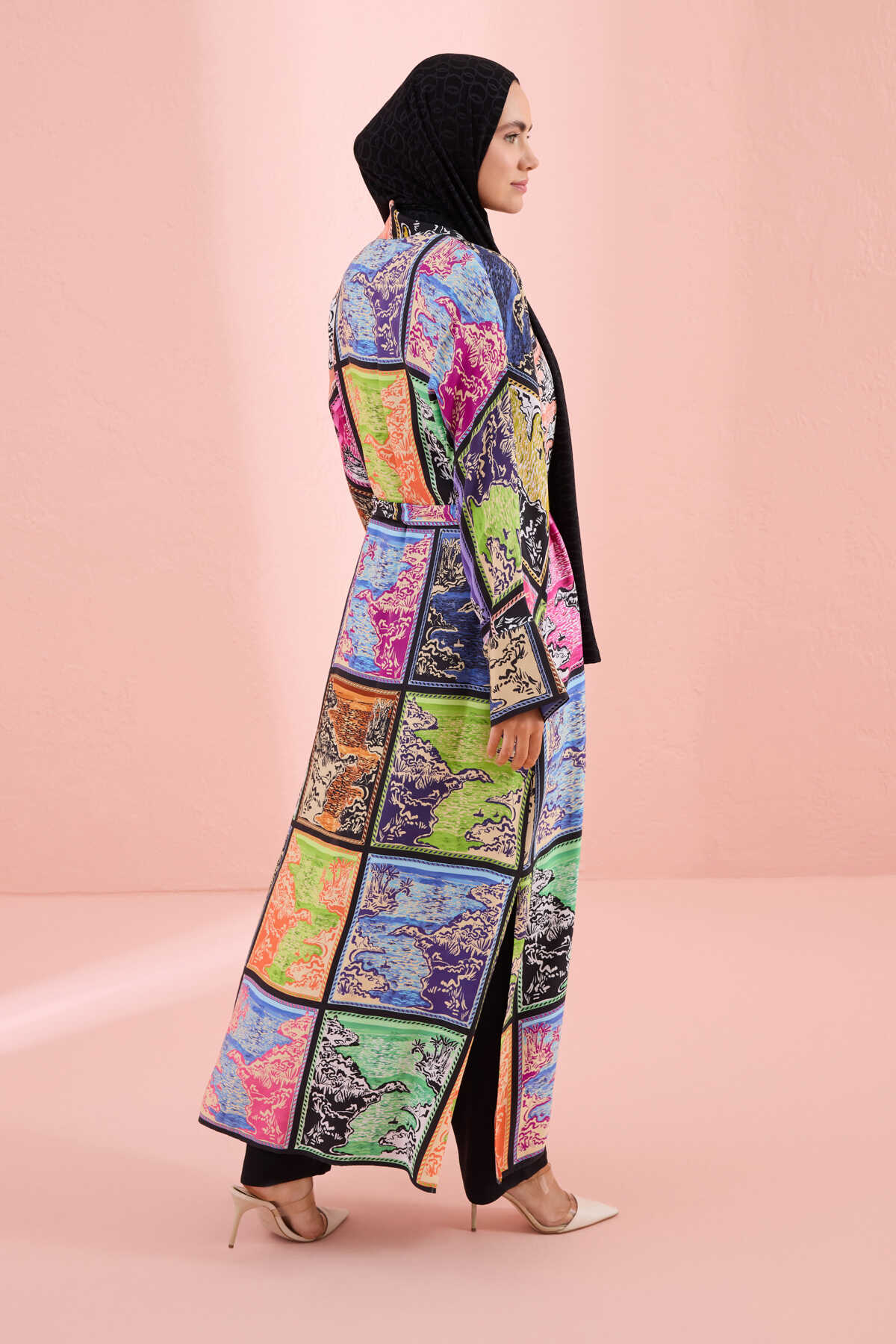 Göl Kenarı Çok Renkli Modal Viskon Kimono