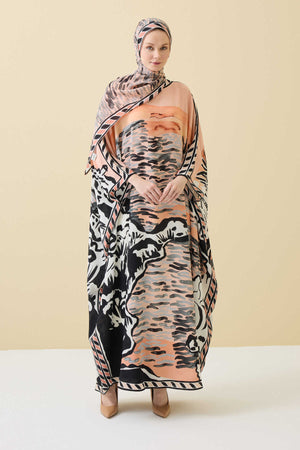 Göl Kenarı Somon İpek Kaftan