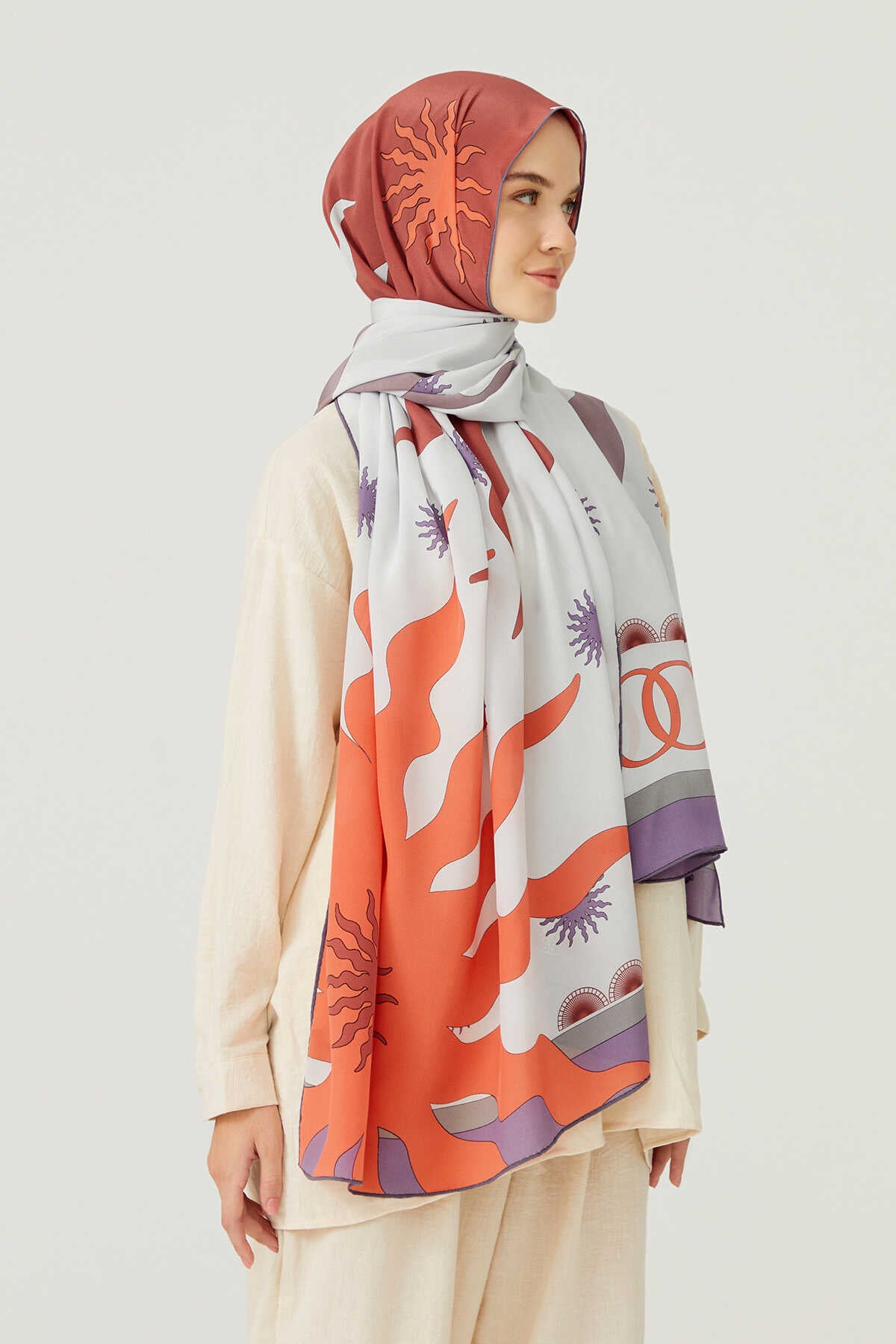Gölge Mürdüm İpek Şal 80x200