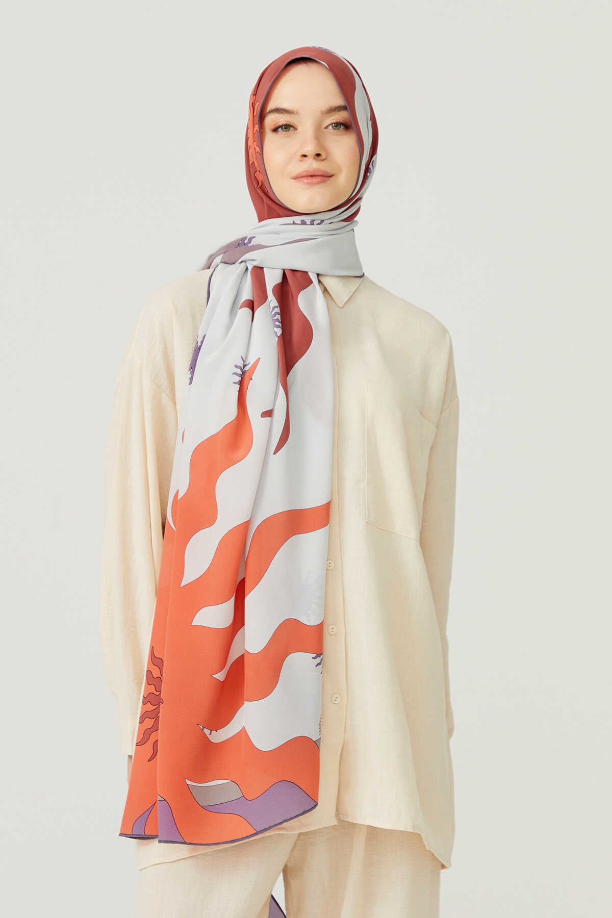 Gölge Mürdüm İpek Şal 80x200