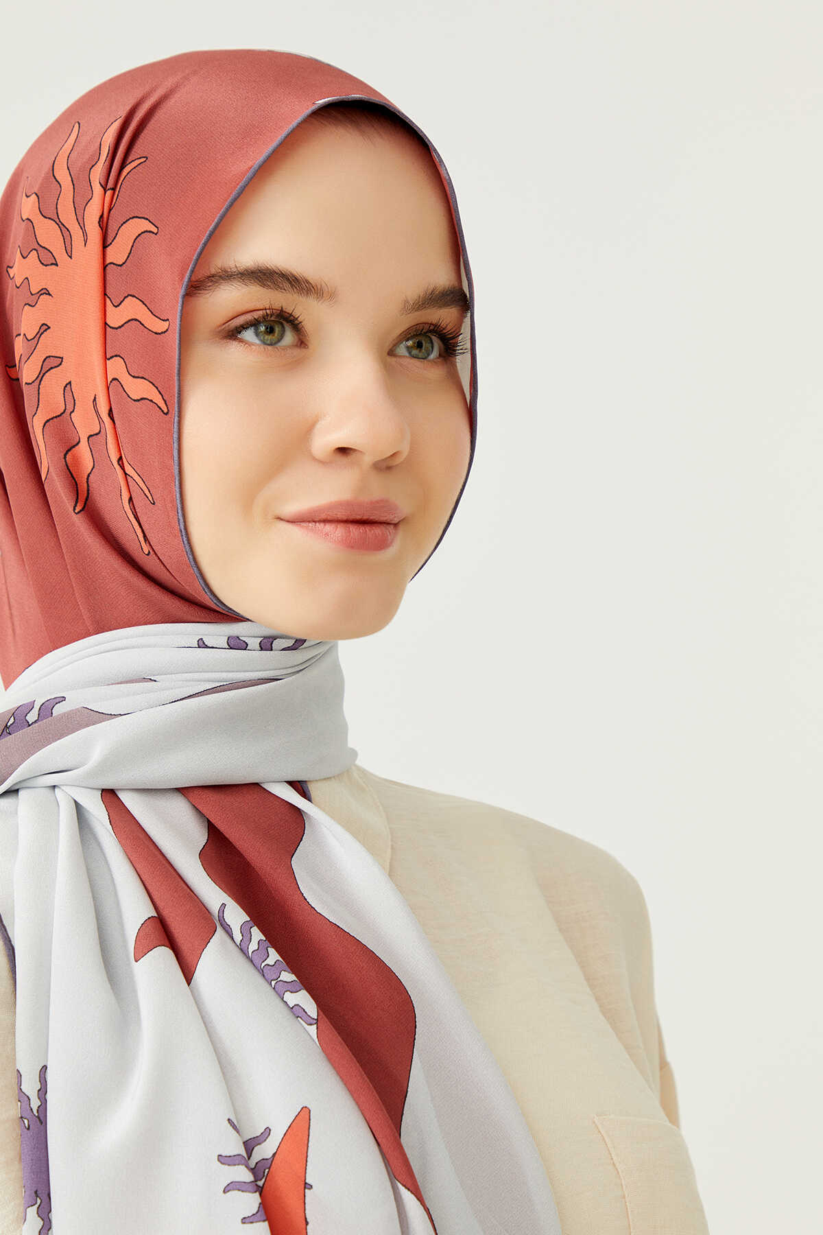 Gölge Mürdüm İpek Şal 80x200