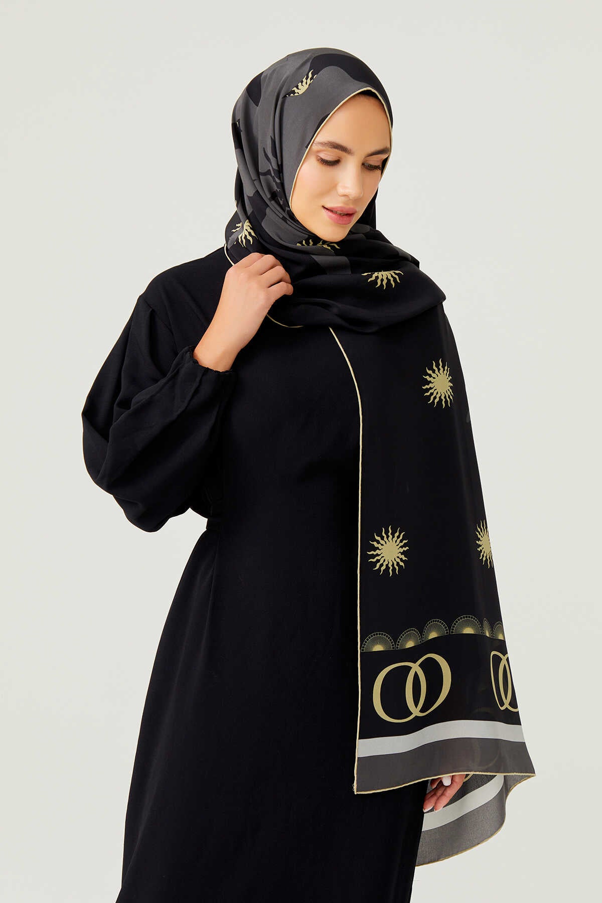 Gölge Siyah İpek Şal 80x200